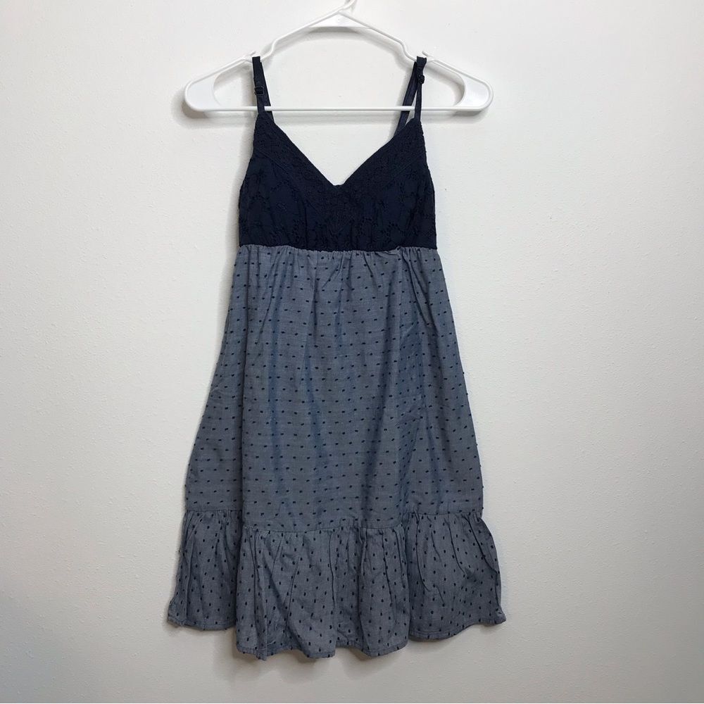 Maurices Navy Blue Eyelet Top Sun Dress X Small